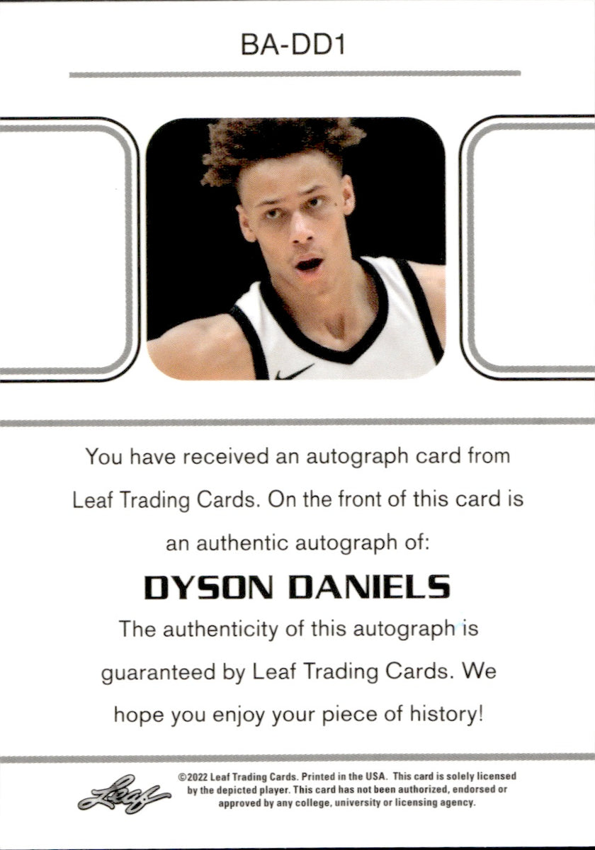 2022 Dyson Daniels Leaf PLATINUM ROOKIE AUTO 81/99 AUTOGRAPH RC #BA-DD