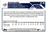 2023 Nathan Lukes Topps Chrome BLUE RAYWAVE ROOKIE AUTO 021/150 AUTOGRAPH RC #AC-NL Toronto Blue Jays