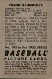 1952 Frank Baumholtz Bowman #195 Chicago Cubs BV $15