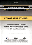 2023 Corbin Burnes Topps Tribute GOLD AUTO 35/75 AUTOGRAPH #TA-CB Milwaukee Brewers