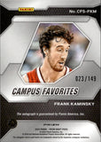 2024 Frank Kaminsky Panini Prizm Draft Picks BLUE CAMPUS FAVORITES AUTO 023/149 AUTOGRAPH #CFS-FKM Wisconsin Badgers