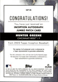 2023 Hunter Greene Topps Inception JUMBO PATCH AUTO 65/99 AUTOGRAPH #IAJP-HG Cincinnati Reds