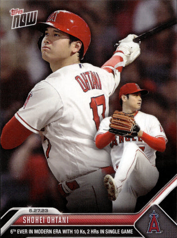 2023 Shohei Ohtani Topps Now 6TH EVER IN MODERN ERA WITH 10K & 2 HR IN A SINGLE GAME #505 Anaheim Angels 2