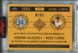2025 Roger Clemens Fernando Valenzuela Leaf Seasons in the Sun SEASON LEADERS GOLD FOIL DUAL JERSEY 34/35 JERSEY NUMBER RELIC #SL-13 Dodgers Yankees