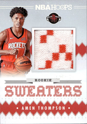 2023-24 Amen Thompson Panini NBA Hoops ROOKIE SWEATERS RELIC RC #RSW-AMT Houston Rockets