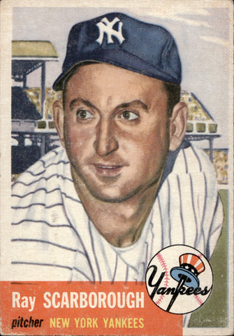 1953 Ray Scarborough Topps #213 New York Yankees BV $60