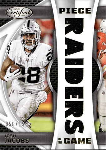 2023 Josh Jacobs Panini Certified PIECE OF THE GAME JERSEY 056/199 RELIC #POG-31 Las Vegas Raiders