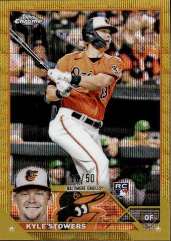 2023 Kyle Stowers Topps Chrome ROOKIE GOLD WAVE 16/50 RC #194 Baltimore Orioles