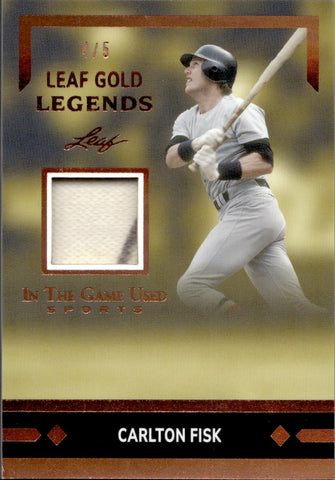 2024 Carlton Fisk Leaf In The Game Used GOLD LEGENDS JERSEY 4/5 RELIC #LGL-2 Chicago White Sox