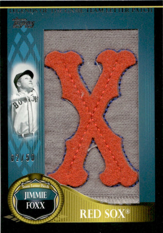 2009 Jimmie Foxx Topps Updates & Highlights LEGENDS OF THE GAME 02/50 REPLICA TEAM LETTER PATCH #LGTLP-JF Boston Red Sox HOF