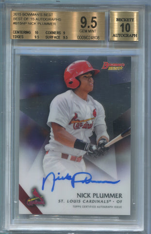 2015 Nick Plummer Bowman Best of 2015 AUTO AUTOGRAPH BGS 9.5/10 #B15NP St. Louis Cardinals 4808