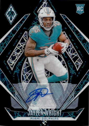 2024 Jaylen Wright Panini Phoenix BLACK LAZER ROOKIE AUTO AUTOGRAPH #199 Miami Dolphins