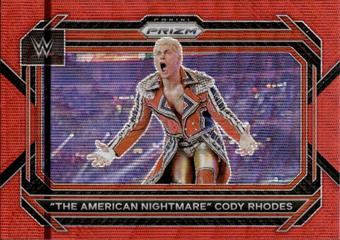 2023 "The American Nightmare" Cody Rhodes Panini Prizm WWE RED WAVE #1 Monday Night Raw 2