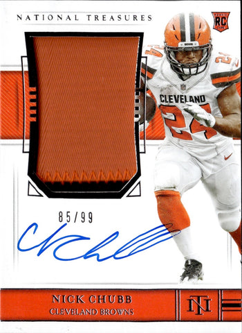 2018 Nick Chubb Panini National Treasures ROOKIE JUMBO PATCH AUTO 65/99 AUTOGRAPH RELIC #172 Cleveland Browns