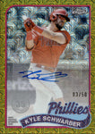 2024 Kyle Schwarber Topps Chrome SILVER PACK 1989 DESIGN GOLD MOJO REFRACTOR AUTO 03/50 AUTOGRAPH #2T89C-4 Philadelphia Phillies
