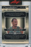 2025 Sidney Moncrief Leaf Sports Heroes PURPLE ICE ALL DECADE TEAM AUTO 09/15 AUTOGRAPH #D80-SM1 Milwaukee Bucks