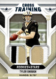2025 Tyler Shough Panini Rookies & Stars ROOKIE CROSS TRAINING DUAL PATCH 40/49 RELIC #CT-TSH New Orleans Saints