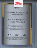 2025 Gunnar Henderson Topps Five Star JUMBO PATCH AUTO JERSEY NUMBER 2/5 AUTOGRAPH RELIC #JPA-GH Baltimore Orioles