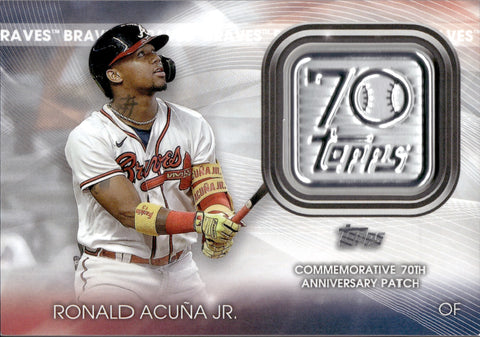 2021 Ronald Acuna Jr. Topps Update Series 70th ANNIVERSARY MANUFACTURED LOGO PATCH #T70P Atlanta Braves