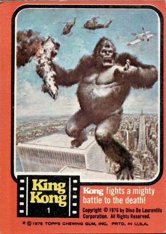 1976 Kong Fights a Mighty Battle to the Death Topps King Kong #1 1