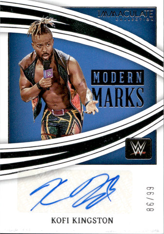 2022 Kofi Kingston Panini Immaculate Collection WWE MODERN MARKS AUTO 86/99 AUTOGRAPH #MM-KKG Friday Night Smackdown
