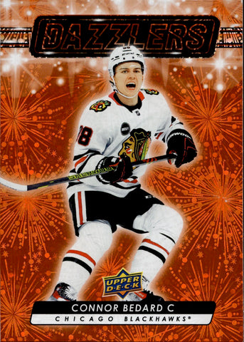 2023-24 Connor Bedard Upper Deck Series 2 ROOKIE ORANGE DAZZLERS RC #DZ-79 Chicago Blackhawks