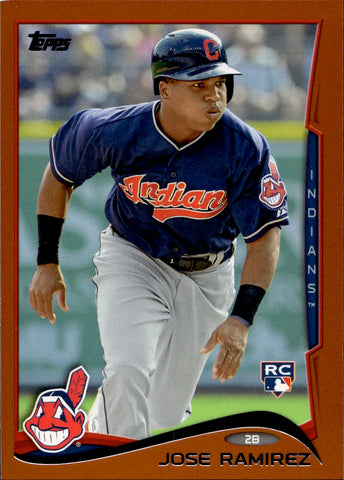 2014 Jose Ramirez Topps ORANGE BORDER ROOKIE RC #424 Cleveland Indians *NRMT*