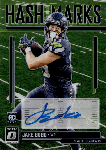 2023 Jake Bobo Panini Optic HASHMARKS ROOKIE SILVER AUTO Seattle Seahawks #HM-21