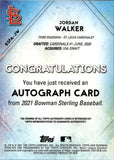 2021 Jordan Walker Bowman Sterling AUTO AUTOGRAPH #BSPA-JW St. Louis Cardinals