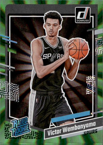 2023-24 Victor Wembanyama Panini Donruss HOLO GREEN LASER RATED ROOKIE RC #220 San Antonio Spurs