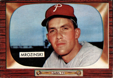 1955 Ron Mrozinski Bowman ROOKIE RC #287 Philadelphia Phillies BV $20