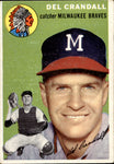 1954 Del Crandall Topps WHITE BACK #12 Milwaukee Braves BV $30