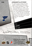 2008-09 T.J. Oshie Upper Deck SPx ROOKIE DUAL JERSEY AUTO 850/999 AUTOGRAPH RELIC RC #158 St. Louis Blues