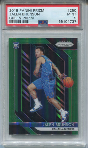 2018-19 Jalen Brunson Panini Prizm GREEN ROOKIE RC PSA 9 #250 Dallas Mavericks 4737