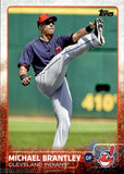 2015 Michael Brantley Topps SERIES 2 STRETCHING SP PHOTO VARIATION #599 Cleveland Indians