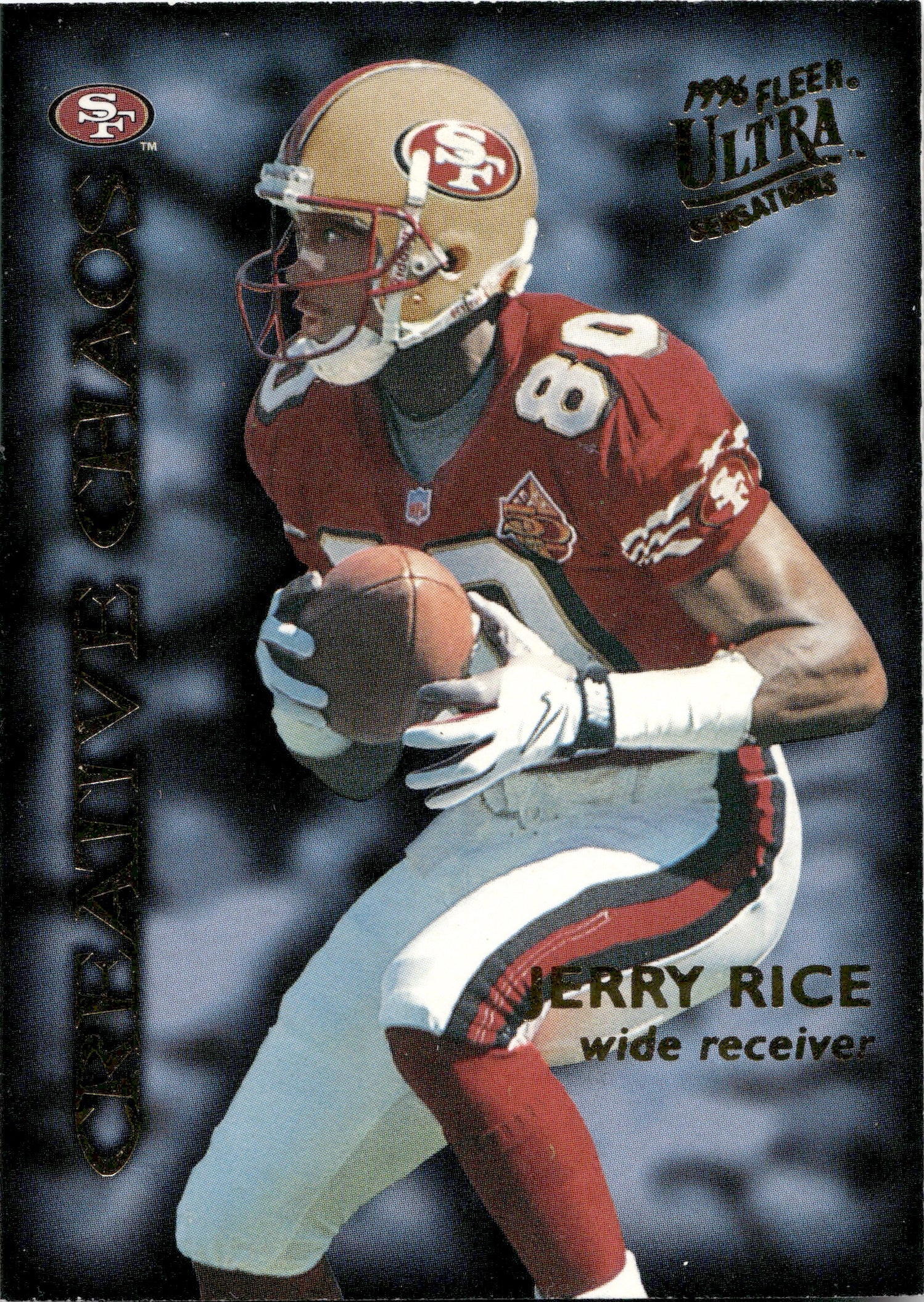 1996 Jerry Rice Brett Favre Fleer Ultra Sensations CREATIVE CHAOS #2 4