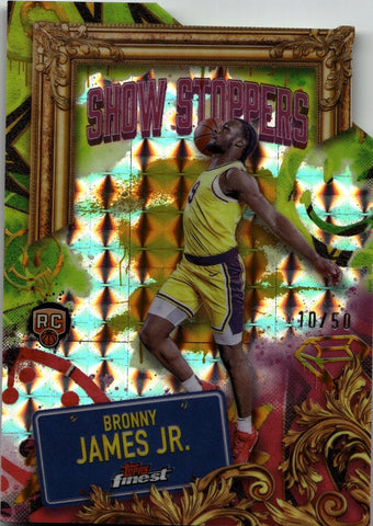 2024-25 Bronny James Jr. Topps Finest ROOKIE SHOW STOPPERS GOLD GEOMETRIC REFRACTOR 10/50 DIE CUT #S-29 Los Angeles Lakers