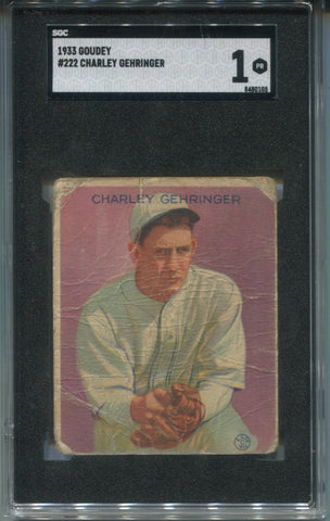 1933 Charley Gehringer Goudey SGC 1 #222 Detroit Tigers HOF 0105