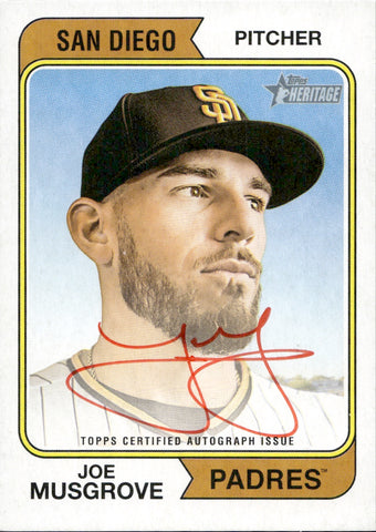 2023 Joe Musgrove Topps Heritage REAL ONE RED INK AUTO 73/74 AUTOGRAPH #ROA-JM San Diego Padres