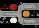 2008 Adrian Peterson LaDainian Tomlinson Jamaal Charles Upper Deck SPx WINNING TRIOS TRIPLE JERSEY 39/49 RELIC #WT16 Vikings Chargers Chiefs