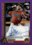 2025 Yilber Diaz Topps Chrome PURPLE REFRACTOR AUTOGRAPH ROOKIE 209/250 AUTO RC #RA-YD Arizona Diamondbacks