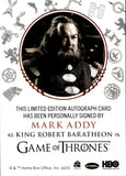 2024 Mark Addy as King Robert Baratheon Rittenhouse Game of THrones LEGENDS OF THE REALM RED INK AUTO AUTOGRAPH #NA