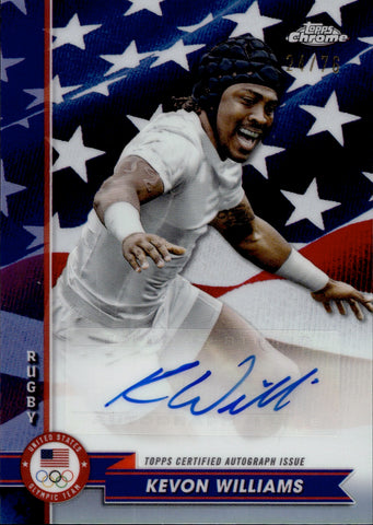 2024 Kevon Williams Topps Chrome US Olympics US FLAG REFRACTOR AUTO 24/76 Autograph #AU-KW Rugby