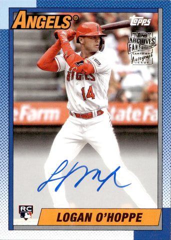 2023 Logan O'Hoppe Topps Archives ROOKIE '90 FAN FAVORITES AUTO AUTOGRAPH RC #90FF-LO Anaheim Angels