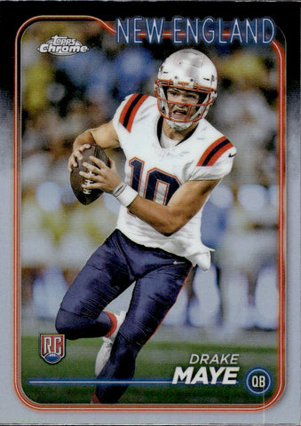 2024 Drake Maye Topps Chrome REFRACTOR ROOKIE RC #203 New England
