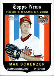 2008 Max Scherzer Topps Heritage High Number ROOKIE RC #519 Arizona Diamondbacks