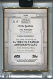 2024 Emily Swallow as The Armorer Topps Star Wars Galactic Antiquities GOLD FRAMED ORANGE AUTO 11/25 AUTOGRAPH #FA-ES The Mandalorian