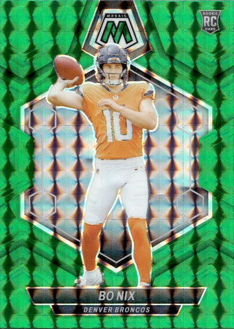 2024 Bo Nix Panini Mosaic GREEN PRIZM ROOKIE RC #312 Denver Broncos