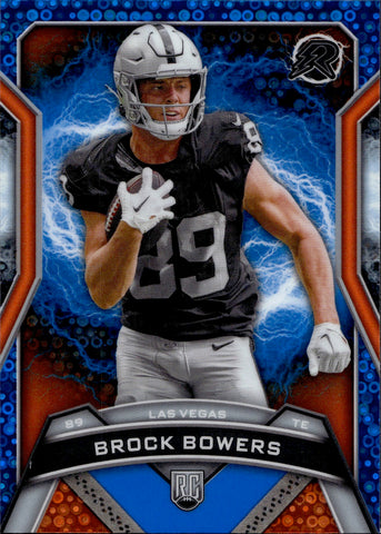 2024 Brock Bowers Topps Resurgence ROOKIE BLUE & ORANGE SPARK REFRACTOR RC #147 Las Vegas Raiders