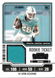 2023 De'Von Achane Panini Contenders VARIATION ROOKIE TICKET JERSEY RELIC #TS9V Miami Dolphins